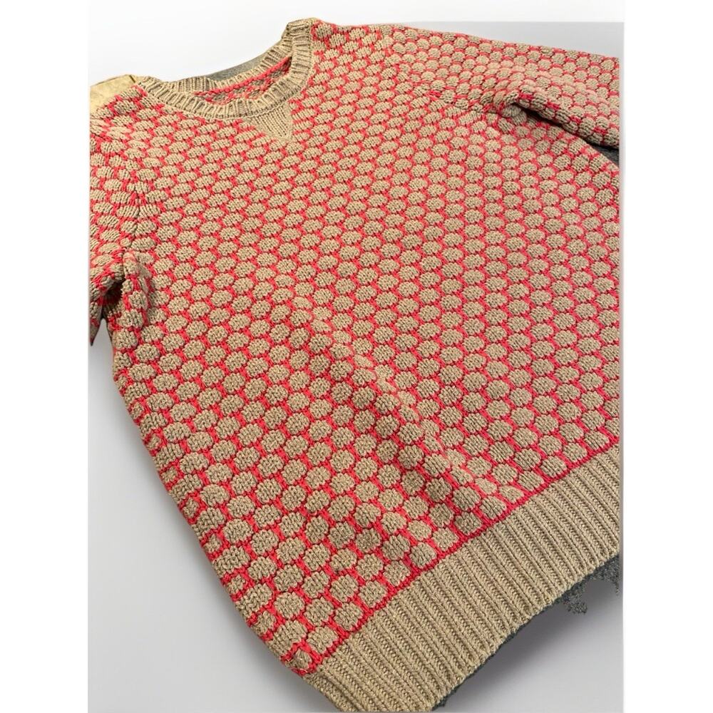 KIRNA ZABETE Womens XL Knit Sweater Popcorn Print Gray Pink Trendy 3/4 Sleeve